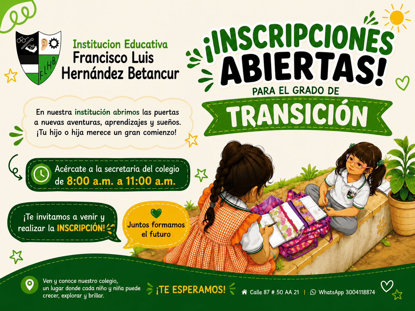 Abiertas las inscripciones para el grado de Transición año 2027